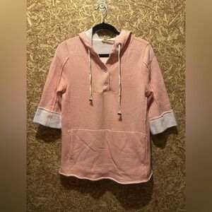 Soft Surroundings Petite Pink‎ Hooded Sweatshirt 3/4 Sleeve Size PS